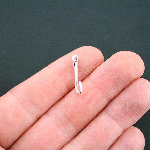 15 breloques argentées antiques crochet 2 faces - SC4703