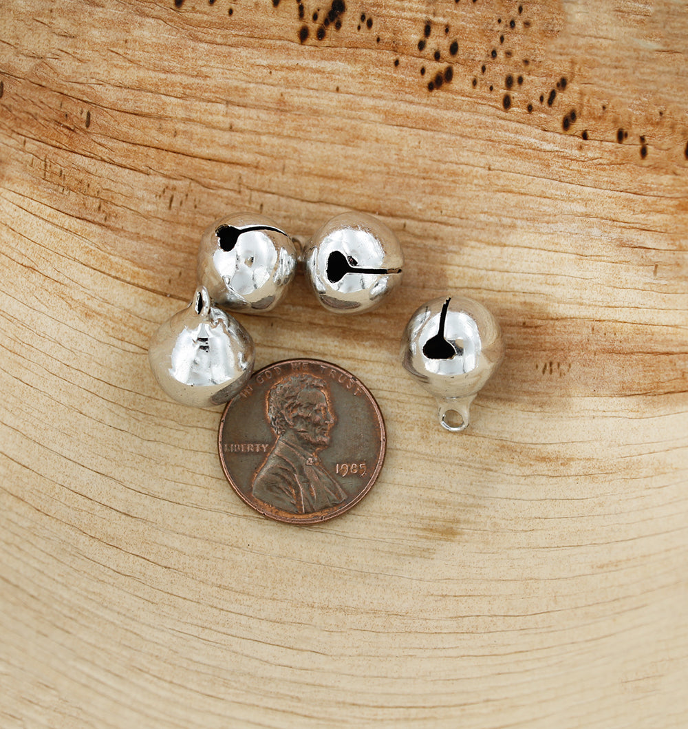 15 Jingle Bells Charms Silver Tone 3D - Z177