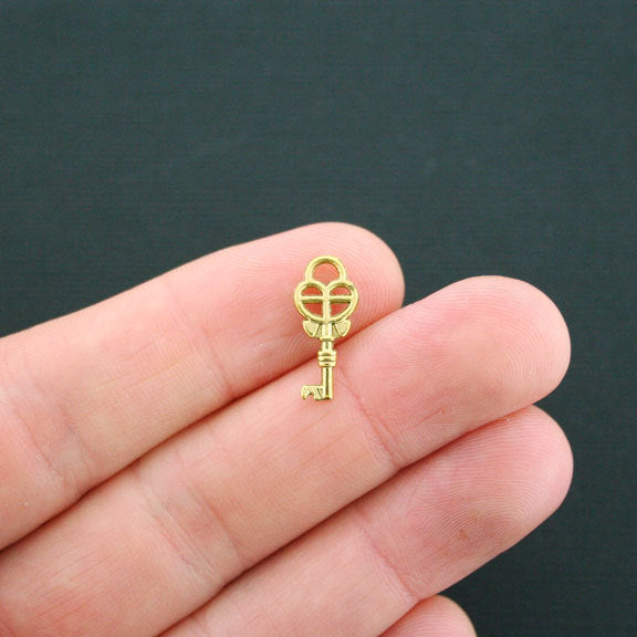 15 breloques dorées antiques clés 2 faces - GC121