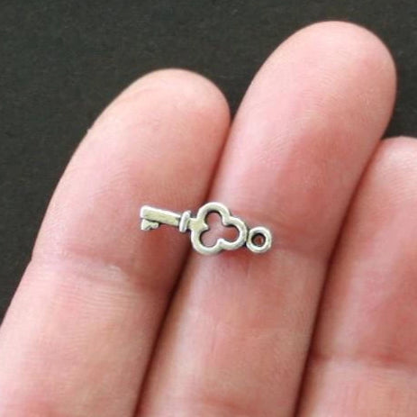 15 Key Antique Silver Tone Charms 2 Sided - SC1544