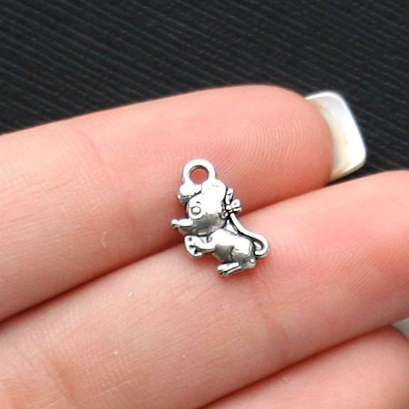 15 Mouse Antique Silver Tone Charms 2 Sided - SC1085
