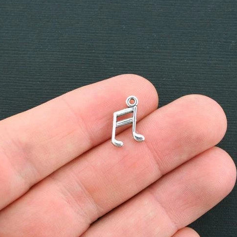 15 Music Notes Antique Silver Tone Charms 2 Sided - SC895
