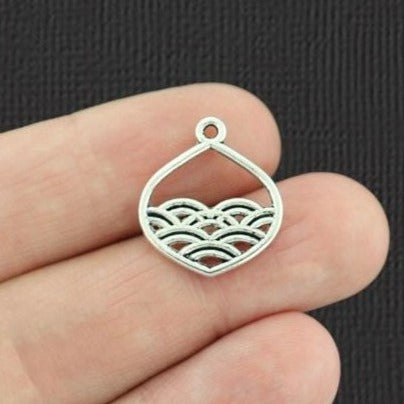 15 breloques de ton argent antique Ocean Wave 2 faces - SC3292