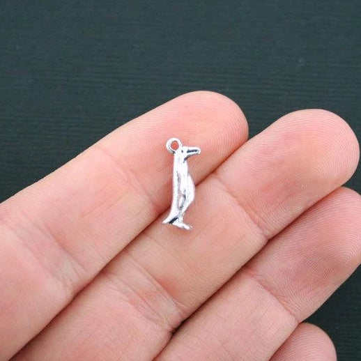 15 Penguin Antique Silver Tone Charms 3D - SC021