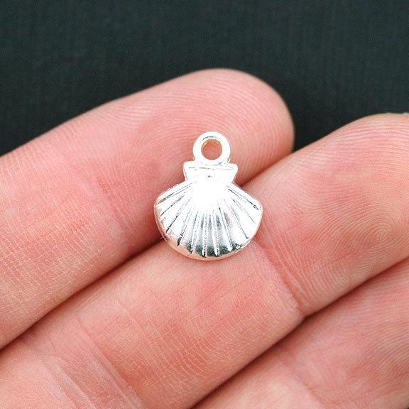15 Seashell Silver Tone Charms - SC3715