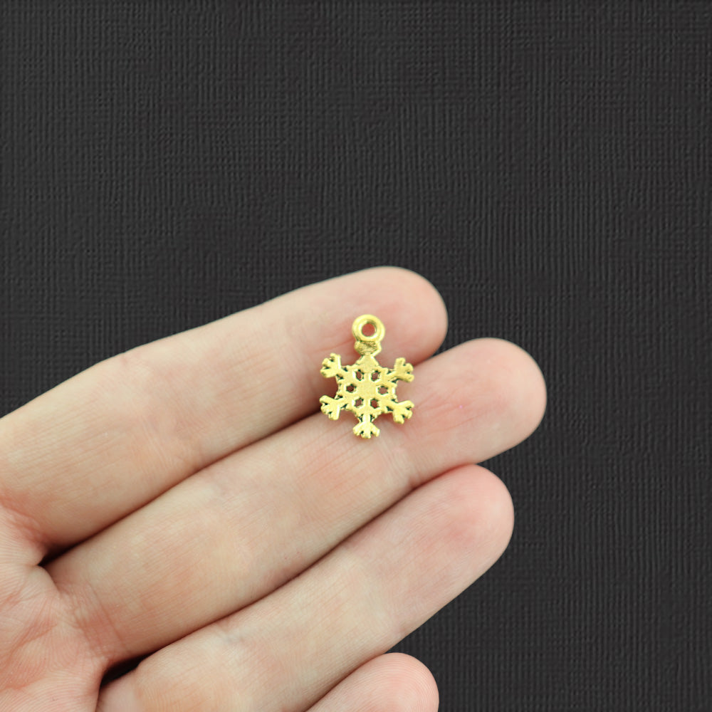 15 breloques ton or antique flocon de neige - GC849