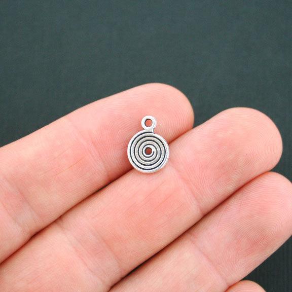 15 breloques en spirale ton argent antique 2 faces - SC4283