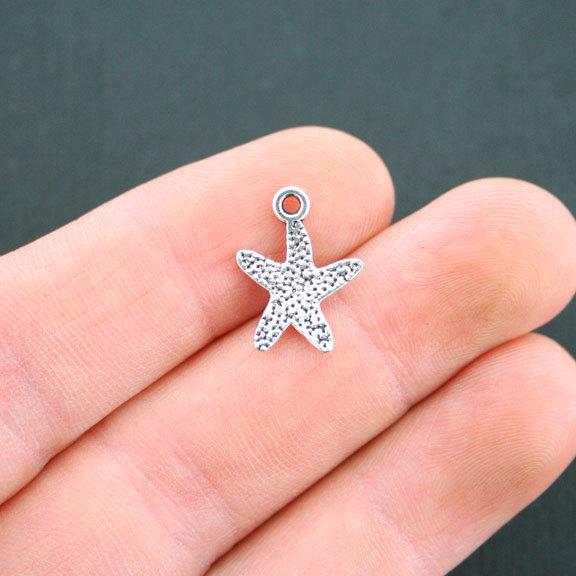 15 Starfish Antique Silver Tone Charms - SC2572