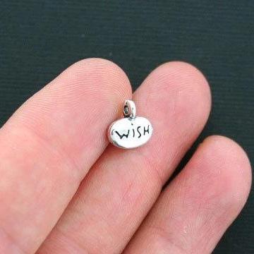 15 Wish Antique Silver Tone Charms 2 Sided - SC2453