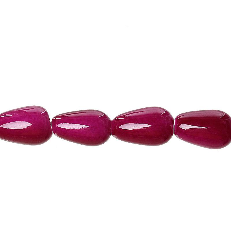 Teardrop Glass Beads 14mm x 10mm - Maroon Red - 15 Beads - BD769