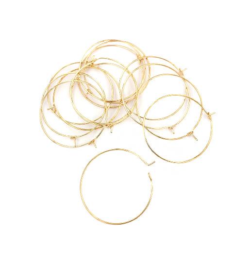 Gold Tone Earring Wires - Wine Charms Hoops - 34mm - 15 Pieces - Z859