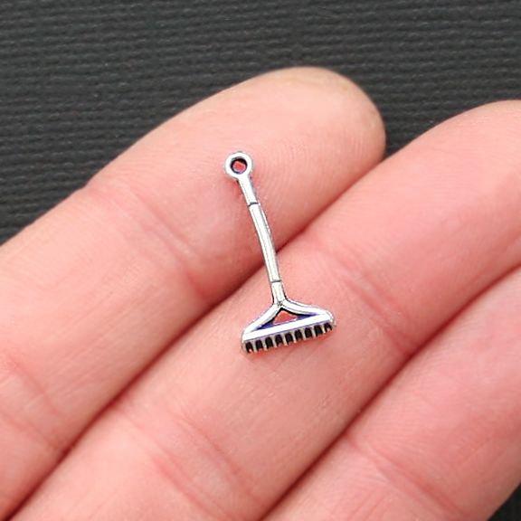 16 Rake Antique Silver Tone Charms 3D - SC3108