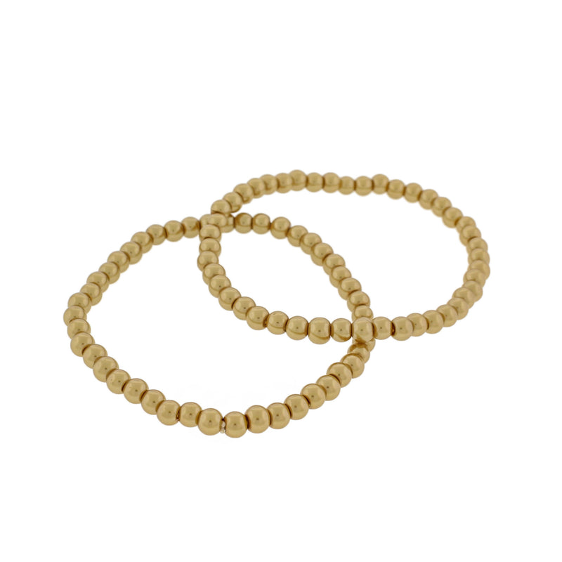 Round Acrylic Bead Bracelets - 48mm - Gold - 5 Bracelets - BB217