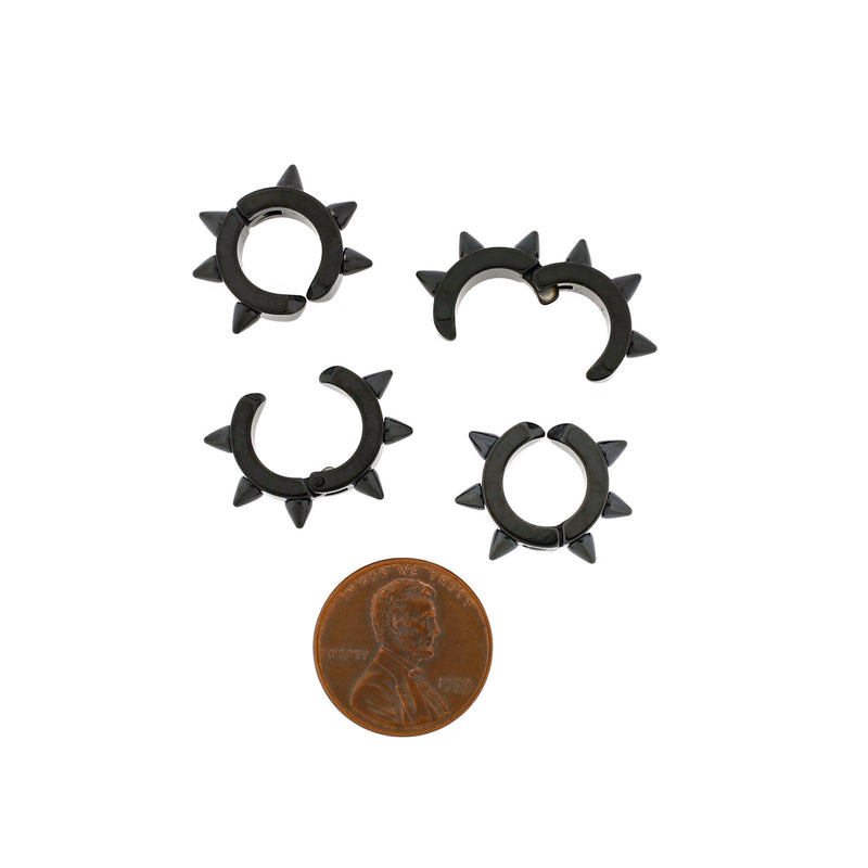 Black Stainless Steel Earring Cuff - Geometric Spikes - 19mm x 13mm - 1 Piece - ER613