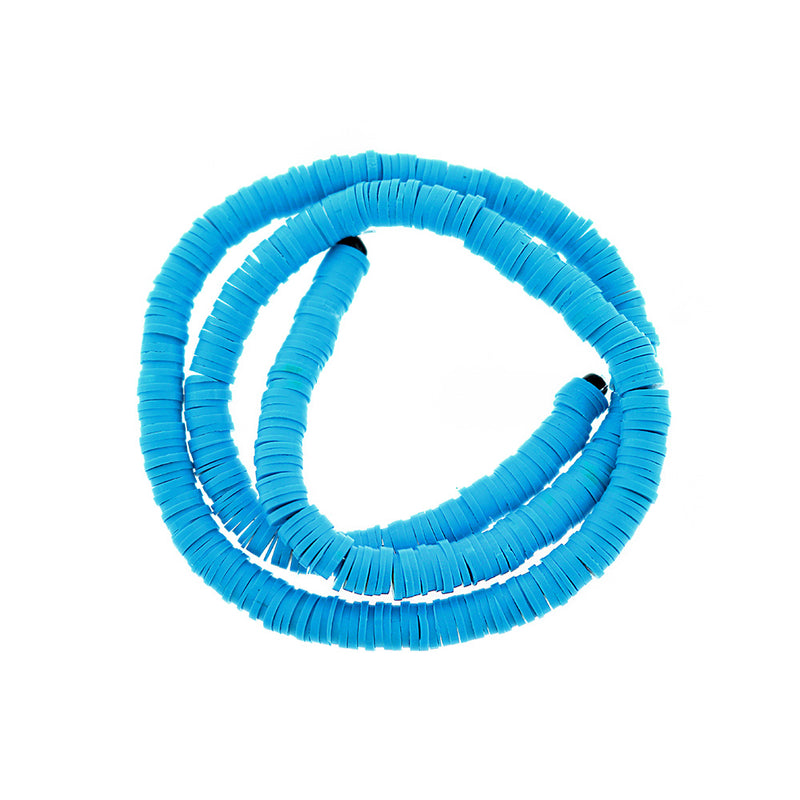 Heishi Polymer Clay Beads 6mm x 1mm - Sky Blue - 1 Strand 380 Beads - BD2355