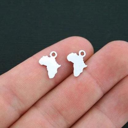 18 Africa Antique Silver Tone Charms 2 Sided - SC4440