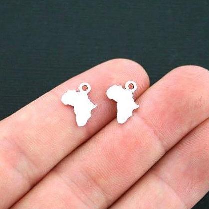 18 Africa Antique Silver Tone Charms 2 Sided - SC4440