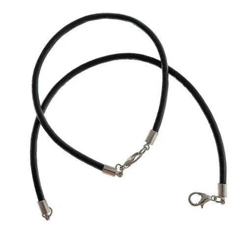 Black Imitation Leather Bracelets 7" - 4mm - 5 Bracelets - N308