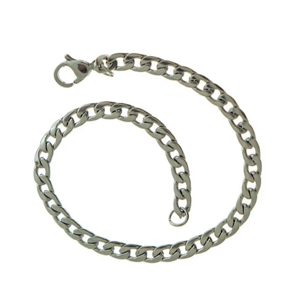 Stainless Steel Curb Chain Bracelets 7" - 4mm - 5 Bracelets - N187