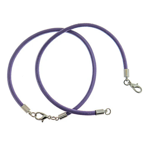 Purple Imitation Leather Bracelet 7" - 4mm - 5 Bracelets - N307