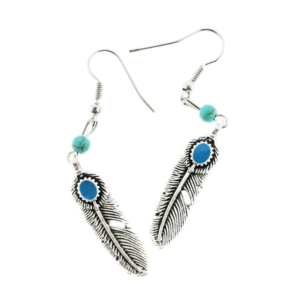 2 Feather Earrings - French Hook Style - 1 Pair - Z1079
