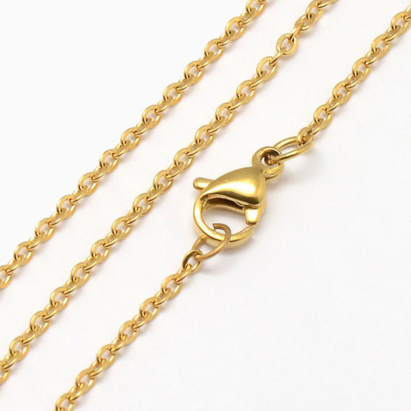 Gold Stainless Steel Cable Chain Necklace 18" - 1mm - 1 Necklace - N064