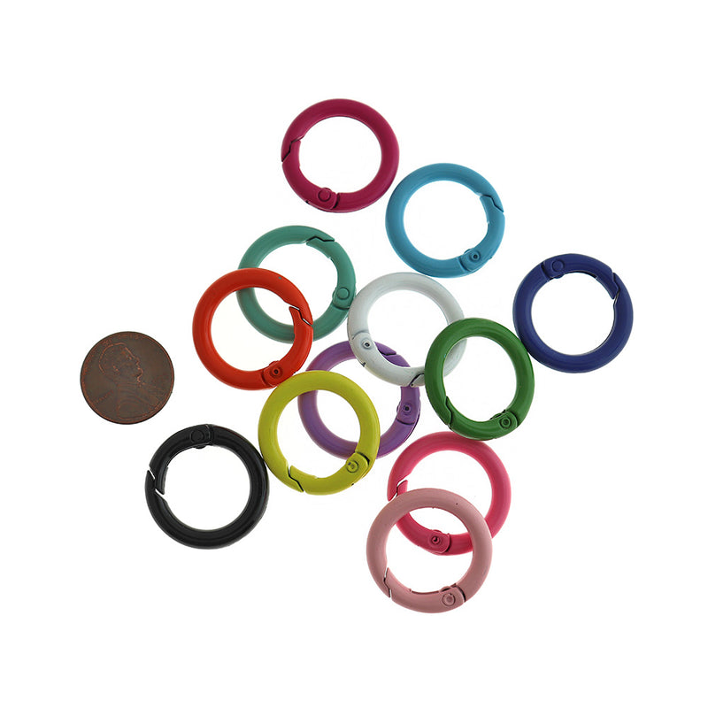 Assorted Enamel Spring Gate Clasps 25mm x 4mm - 6 Clasps - FD1069