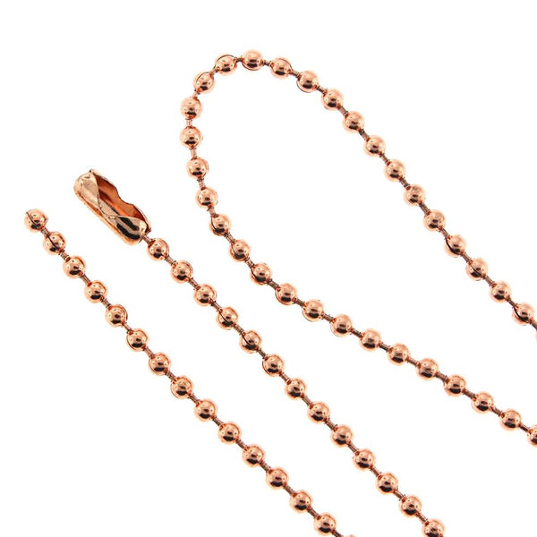 Rose Gold Stainless Steel Ball Chain Necklace 22" - 2.5mm - 1 Necklace - N585