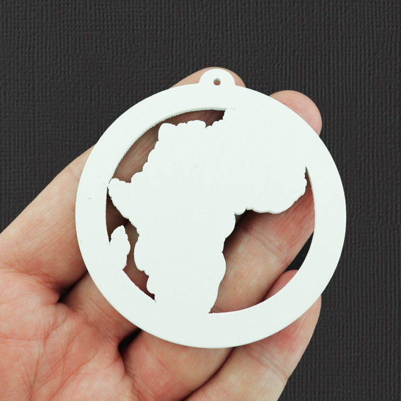 2 Africa Map Painted Wood Charms - WP042