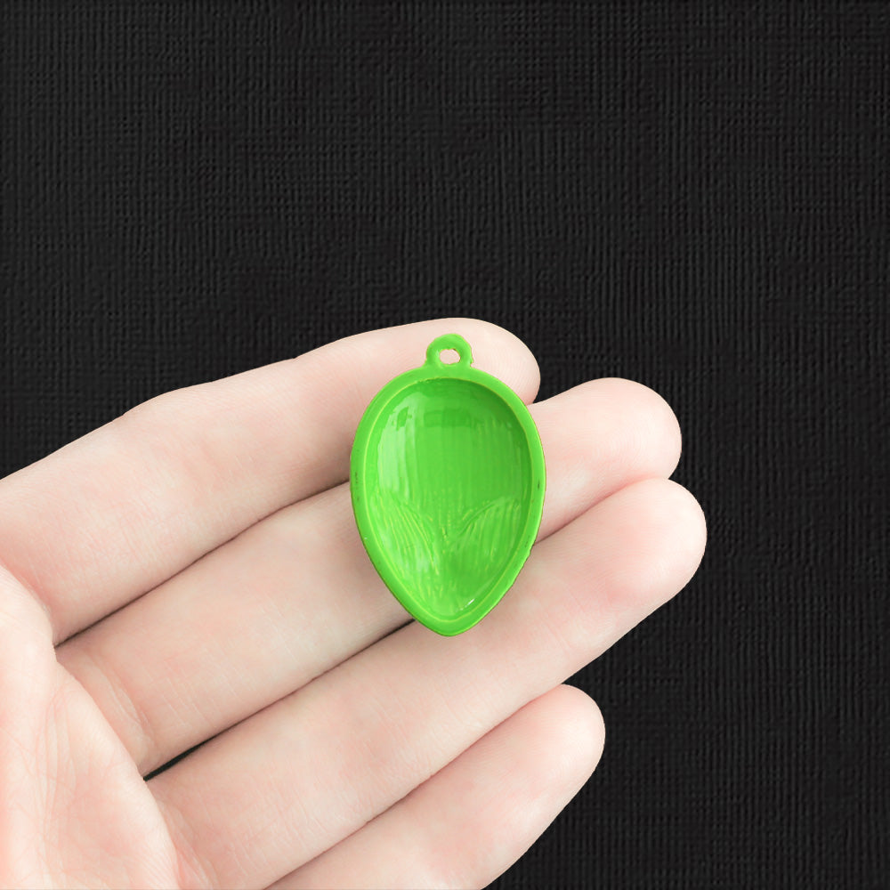 2 Alien Green Enamel Charms - E1284