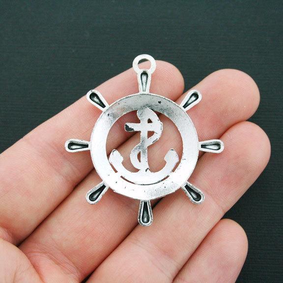 2 Anchor Antique Silver Tone Charms - SC4342
