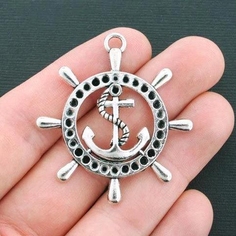 2 Anchor Antique Silver Tone Charms - SC4342