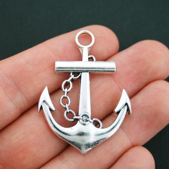 2 Anchor Antique Silver Tone Charms - SC4904