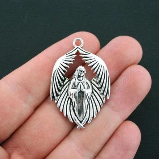 2 breloques argentées antiques d'ange - SC2316