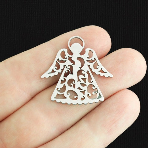 2 Angel Stainless Steel Charms 2 Sided - SSP564