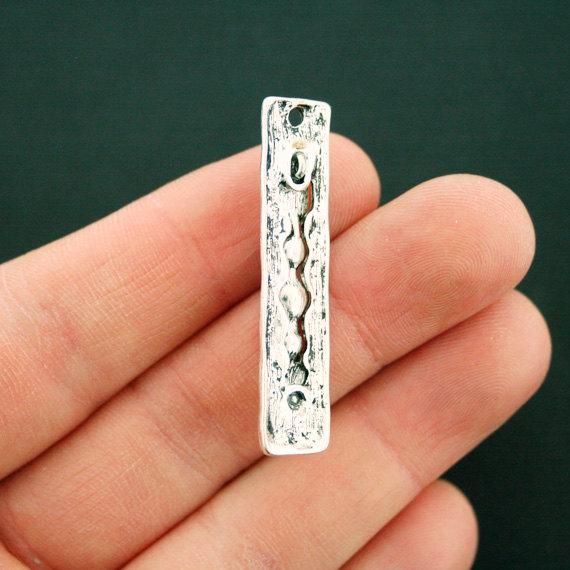 2 Arrow Antique Silver Tone Charms With Imitation Turquoise - SC6658