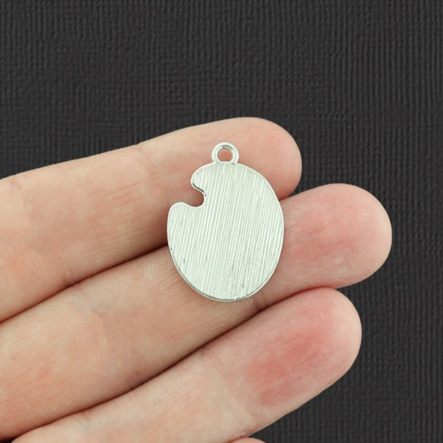 2 Artist Paint Palette Silver Tone Enamel Charms - E731