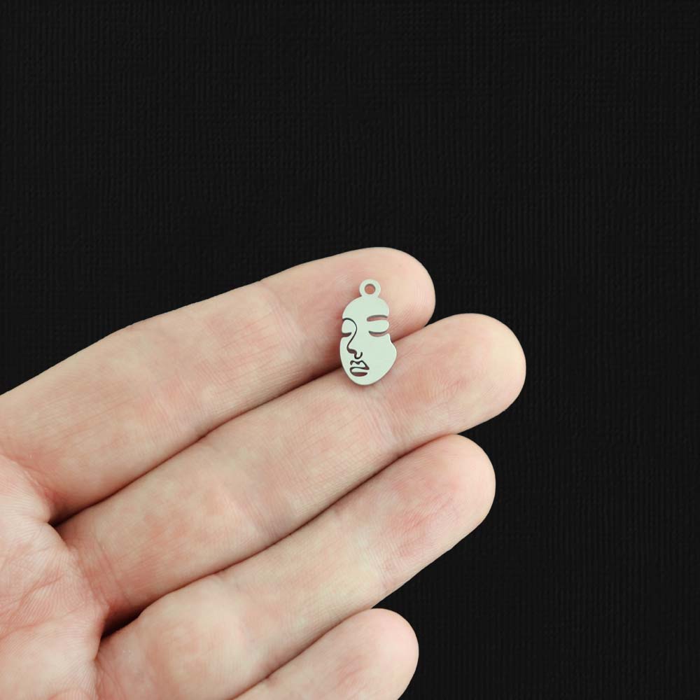 2 Artistic Profile Stainless Steel Charms 2 Sided - SSP493