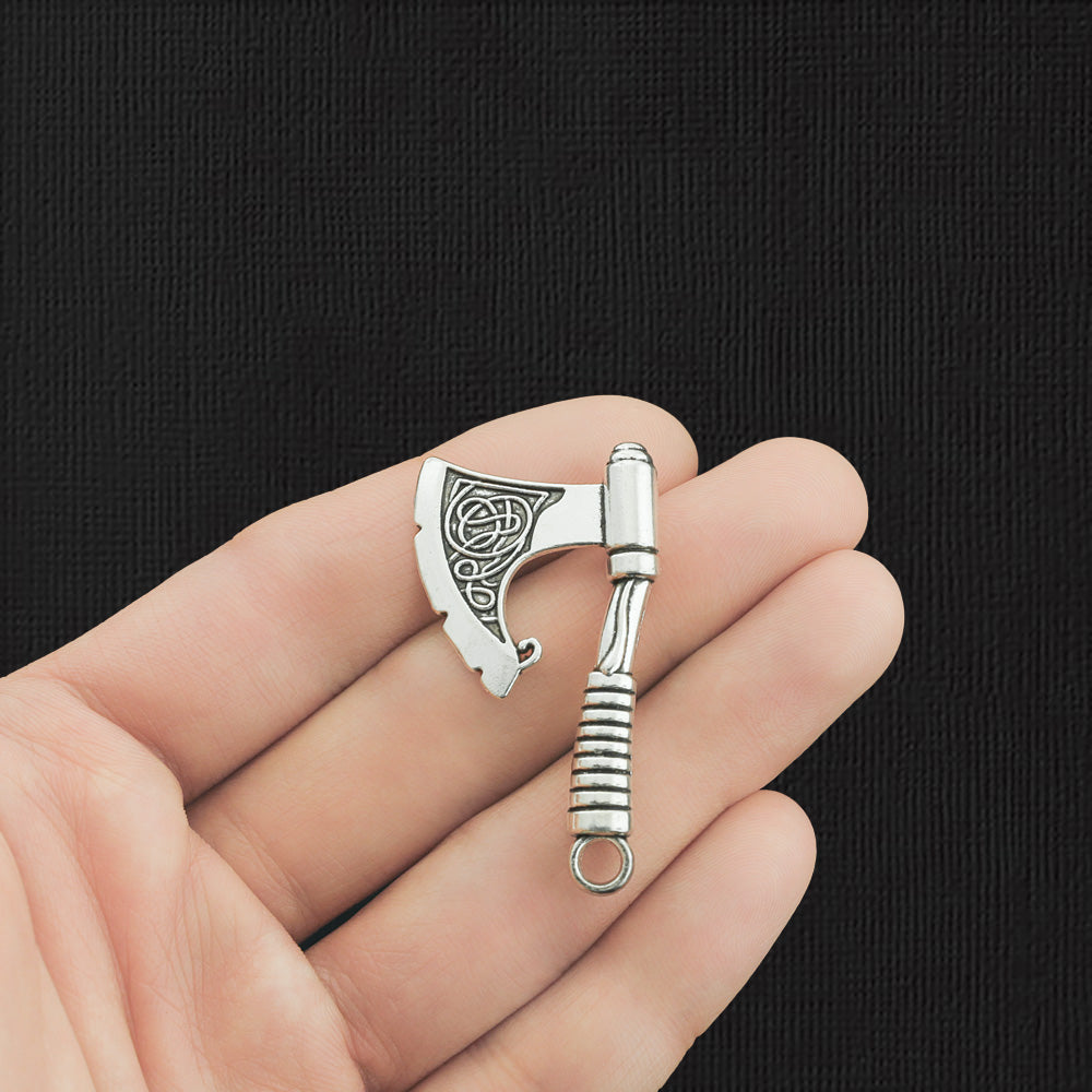 2 Axe Antique Silver Tone Charms 2 Sided - SC3574