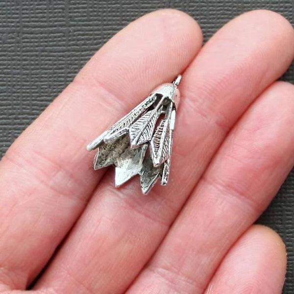 2 Badminton Antique Silver Tone Charms 3D - SC1918