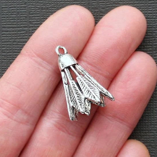 2 Badminton Antique Silver Tone Charms 3D - SC1918