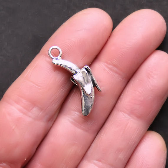 2 Banana Antique Silver Tone Charms 3D - SC1028
