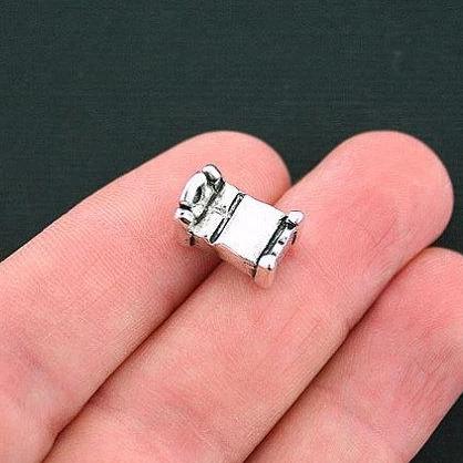 2 lits breloques ton argent antique 3D - SC4648