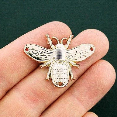 2 Bee Connector Gold Tone Charms - GC998