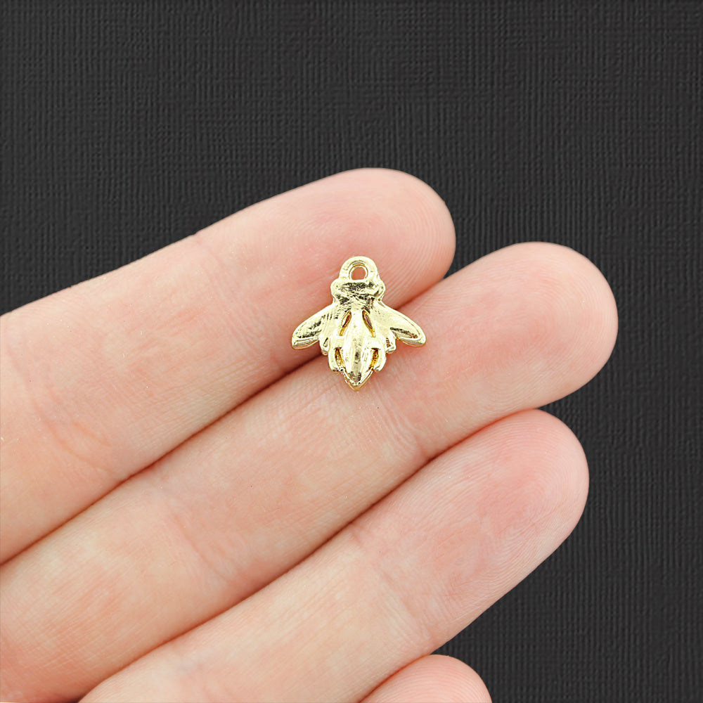 2 Bee Gold Tone Charms With Rhinestone - GC731