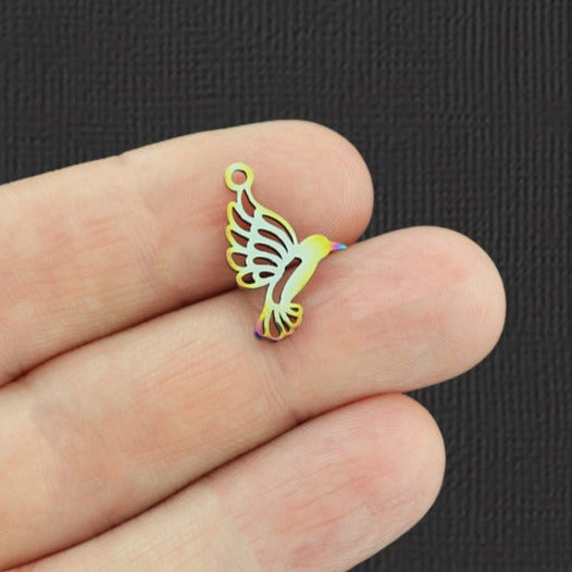 2 Bird Rainbow Electroplated Stainless Steel Charms - SSP119
