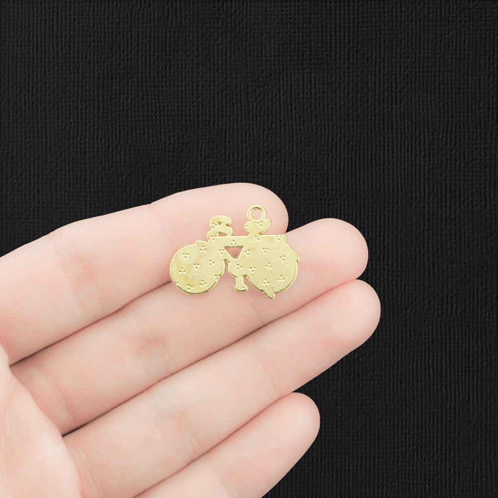 2 Black Bicycle Gold Tone Enamel Charms - E1358