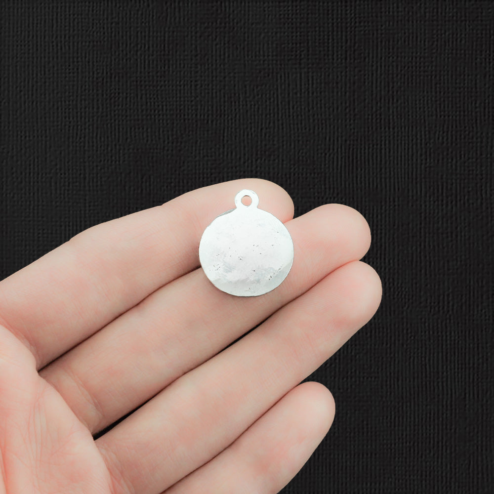 2 Black Paw Print Silver Tone Enamel Charms - E1231