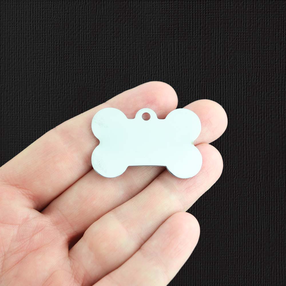 2 Blue Glitter Dog Bone Silver Tone Enamel Charms - E1382