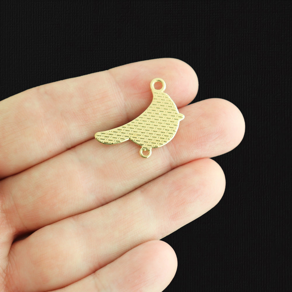 2 Blue Jay Connector Gold Tone Enamel Charms - E902